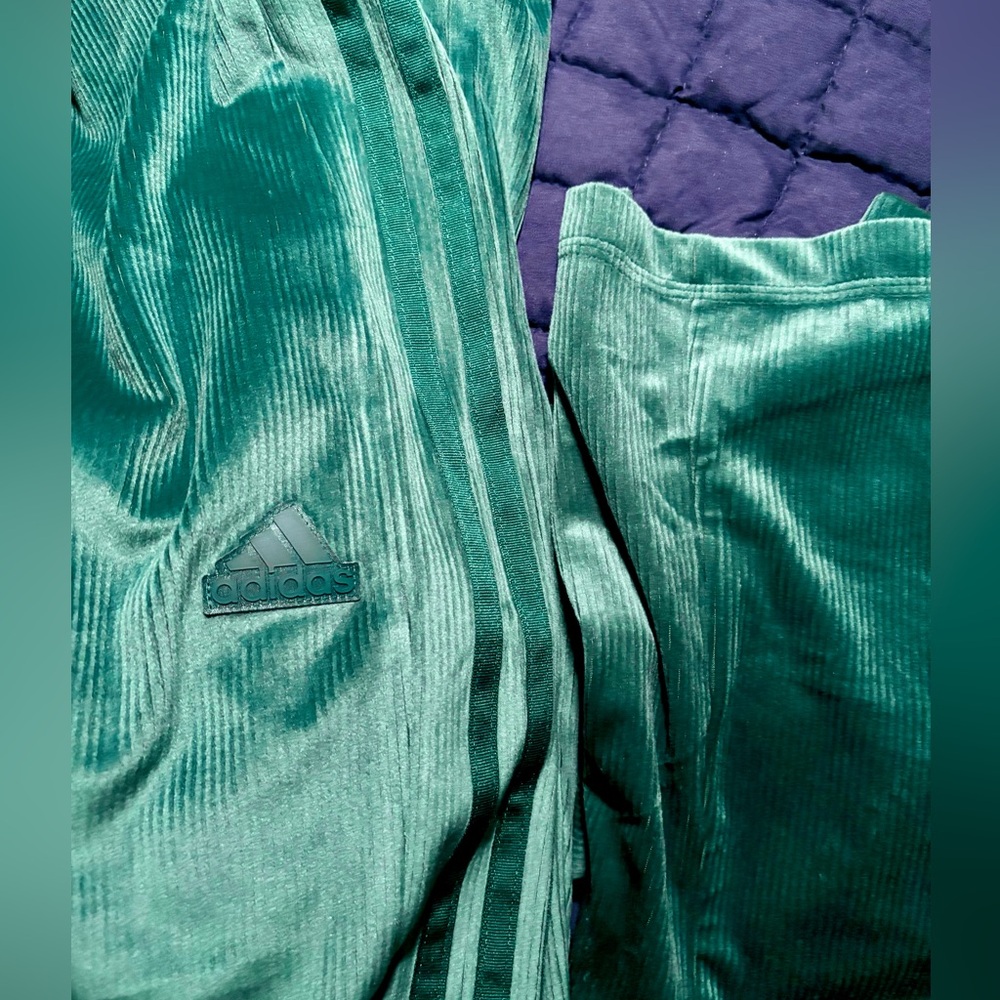 adidas Teal Ribbed Leggings - Picture 4 of 5